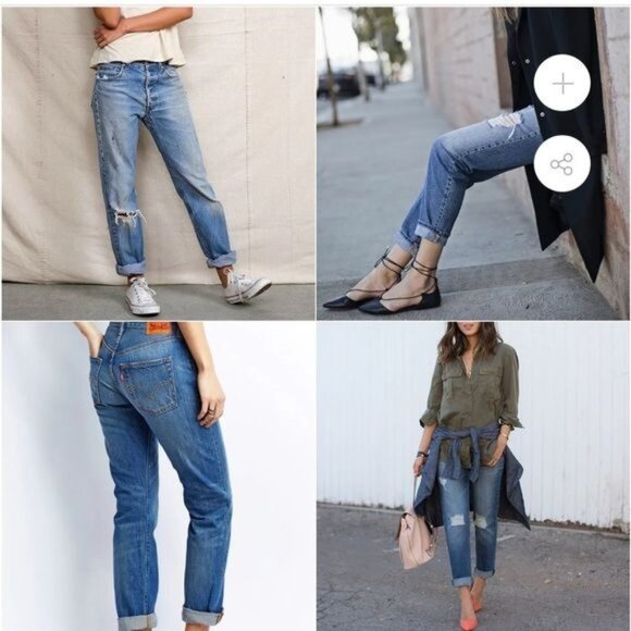 Levi’s Boyfriend Distressed Denim Cropped Jeans Medium Wash Size 31 - Picture 1 of 11